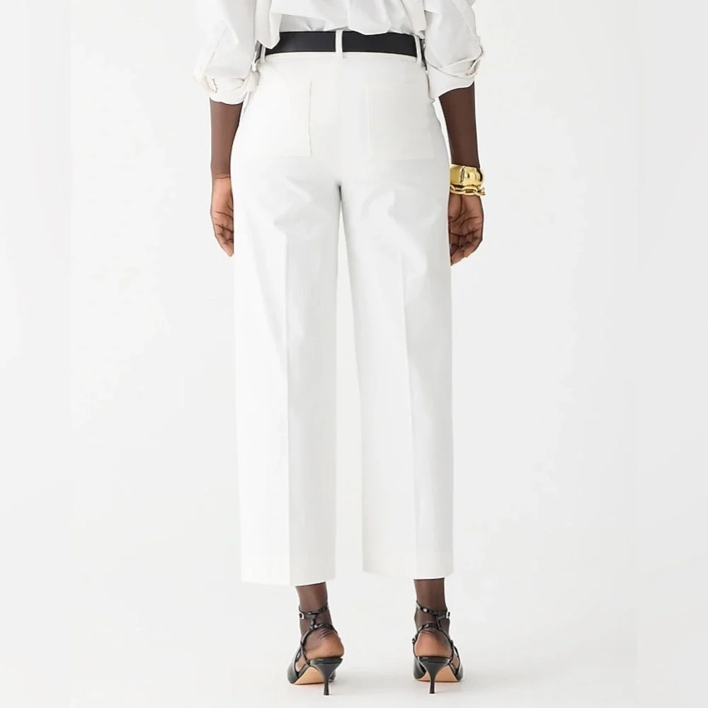 J. Crew Sydney wide-leg pant in bi-stretch cotton blend in Ivory size 0. NWT - Picture 4 of 11
